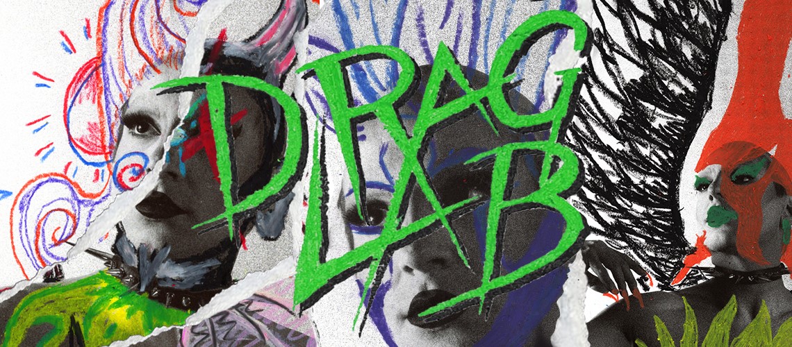 DragLab-Logo mit Portraits von Drag Artists
