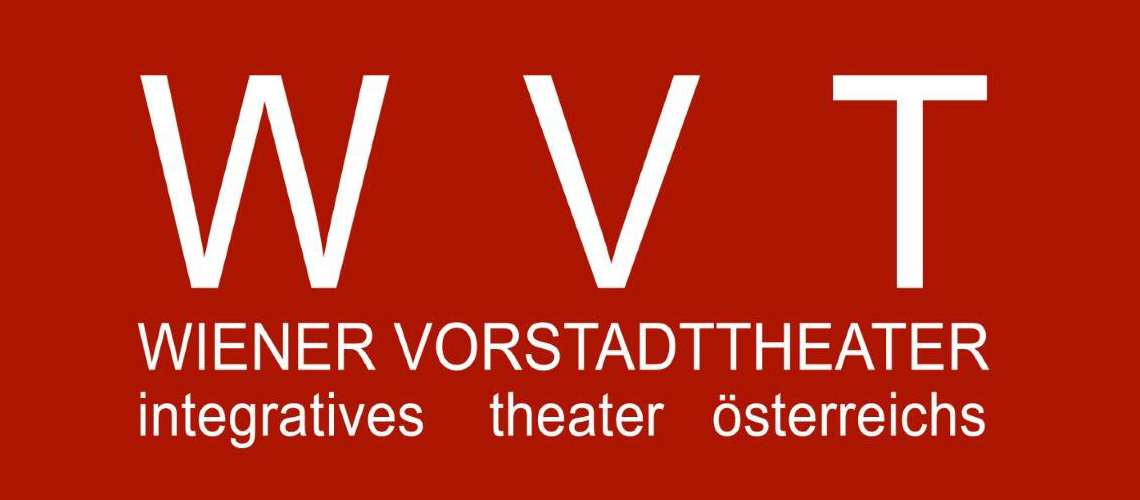 Logo des Wiener Vorstadttheaters auf rotem Hintergrund